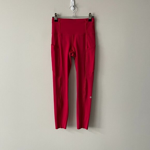 Lululemon 2020 Fast & Free 7/8 Tight II *Non-Reflective Nulux 25" Leggings Red 4 - Picture 2 of 9